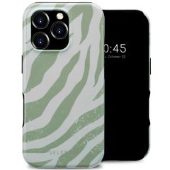 Selencia Coque arrière Vivid Tough avec MagSafe iPhone 16 Pro - Colorful Zebra Sage Green