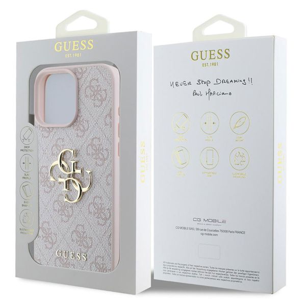 Guess Coque 4G Metal Logo Backcover Apple iPhone 16 Pro Max - Rose