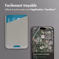 Accezz Porte-cartes en cuir magnétique - Compatible avec Apple Find My - Light Grey