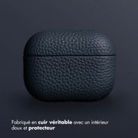 Accezz Coque en Cuir véritable Apple AirPods Pro 2 - Bleu foncé