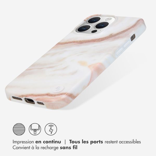 Selencia Aurora Coque Fashion iPhone 15 Pro Max - Coque durable - 100% recyclée - Marbre Blanc