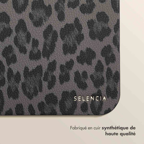 Selencia Sabi Tapis de Souris en Similicuir imprimé panthère - 20 x 24 cm - Midnight Black