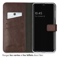Selencia Étui portefeuille en cuir véritable Samsung Galaxy A23 (5G) - Marron