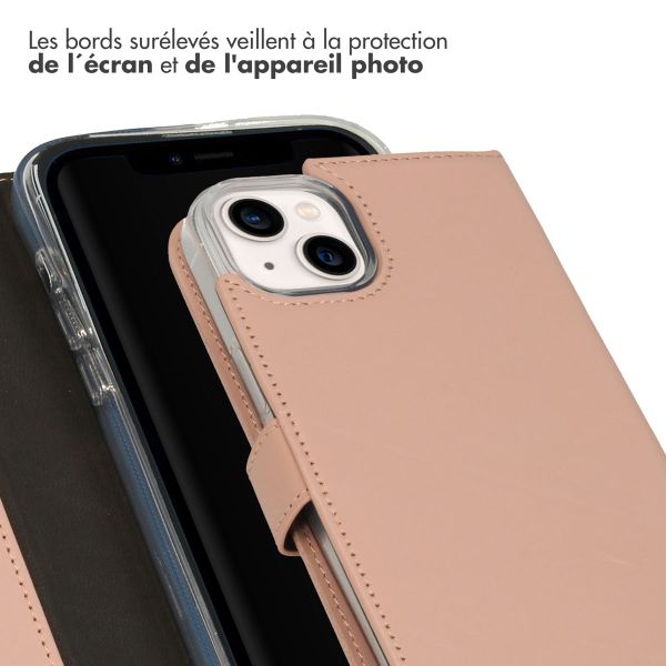 Selencia Étui portefeuille en cuir véritable Apple iPhone 14 Plus - Dusty Pink