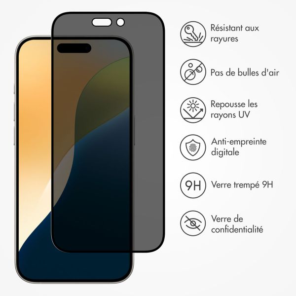 Accezz Protection d'écran en verre trempé Privacy Apple iPhone 17 / 17 Pro / 16 Pro