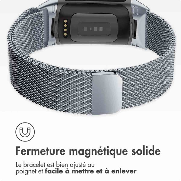 imoshion Bracelet magnétique milanais Fitbit Charge 5 - Taille S - Space Grey