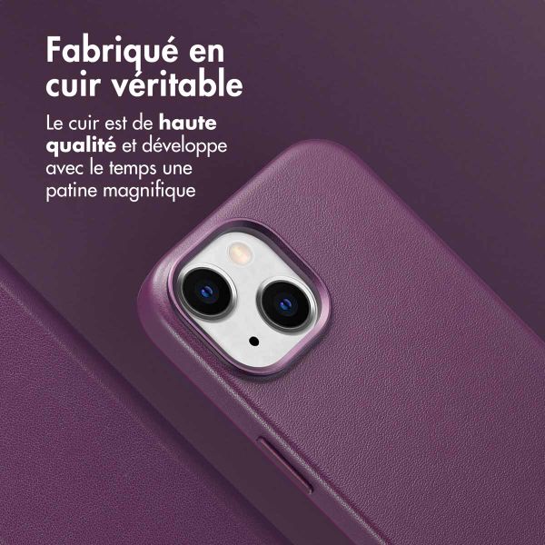 Accezz Étui de télephone portefeuille en cuir 2-en-1 avec MagSafe Apple iPhone 15 - Heath Purple