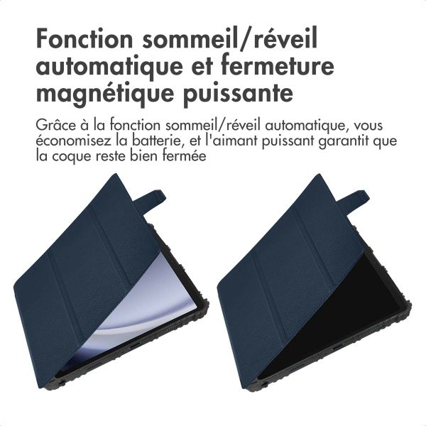 Accezz Coque tablette Rugged Trifold Samsung Galaxy Tab A9 Plus - Bleu foncé