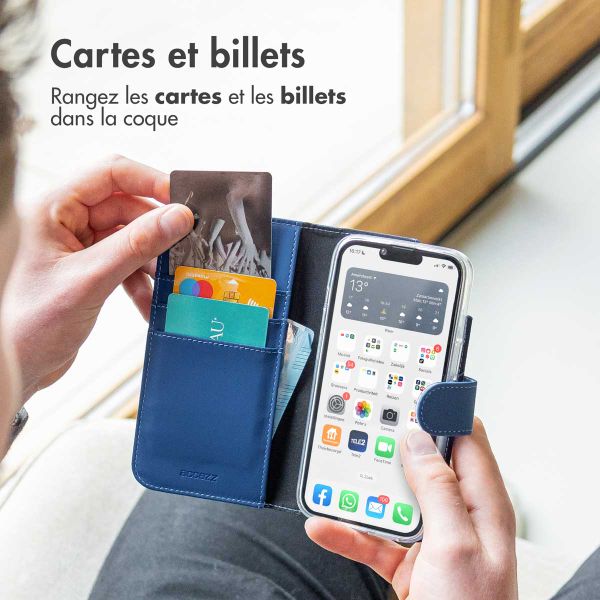 Accezz Étui de téléphone portefeuille Wallet iPhone 13 Pro - Bleu foncé