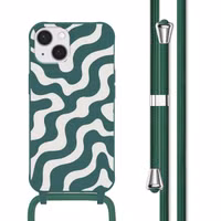 imoshion Coque design en silicone avec cordon Apple iPhone 13 - Petrol Green Groovy