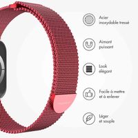 imoshion Bracelet magnétique milanais Apple Watch Series 1 - 9 / SE (38/40/41 mm) | Series 10 / 11 (42 mm) - Taille S - Rouge