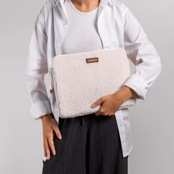 Selencia Pochette ordinateur Teddy 13-14 pouces - Latte