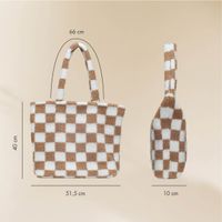 Selencia Sac Fourre-tout Zaya - Teddy Sac Ordinateur 16 pouces - Beige à carreaux