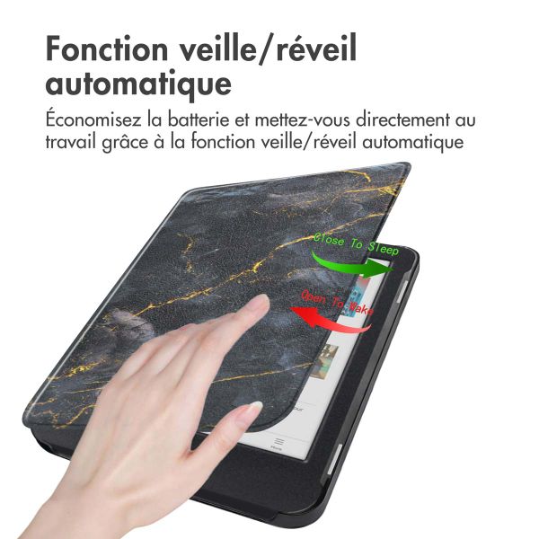 imoshion Design Slim Hard Case Sleepcover Kobo Clara Colour / BW - Black Marble