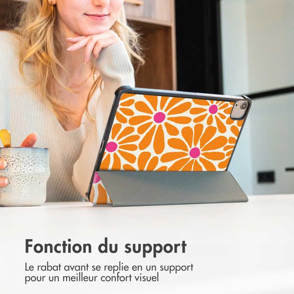 imoshion Coque tablette Design Trifold Samsung Galaxy Tab A11 Plus / A9 Plus - Orange Flower Connect