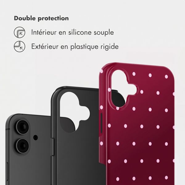 Selencia Coque arrière Vivid Apple iPhone 16 - Happy Dots Burgundy
