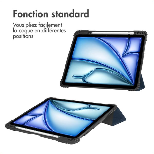 Accezz Coque tablette Rugged Trifold Apple iPad Air 11 pouces (2025) M3 / (2024) M2 / Air 5 (2022) / Air 4 (2020) - Bleu foncé