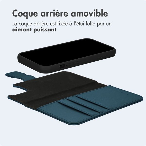 imoshion Étui portefeuille luxe 2-en-1 amovible Apple iPhone 15 - Bleu