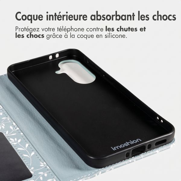 imoshion Étui de télephone portefeuille Design Samsung Galaxy A57 (5G) - Smoke Green Flowers