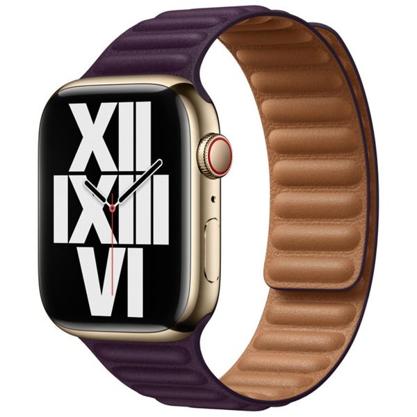 Apple Leather Link Apple Watch Series 1-9 / SE - 38/40/41 mm / Series 10 - 42 mm - Taille S/M - Dark Cherry