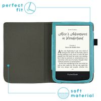 imoshion Étui de liseuse portefeuille en cuir végan Pocketbook Touch Lux 5 / HD 3 / Basic Lux 4 / Vivlio Lux 5 - Bleu clair