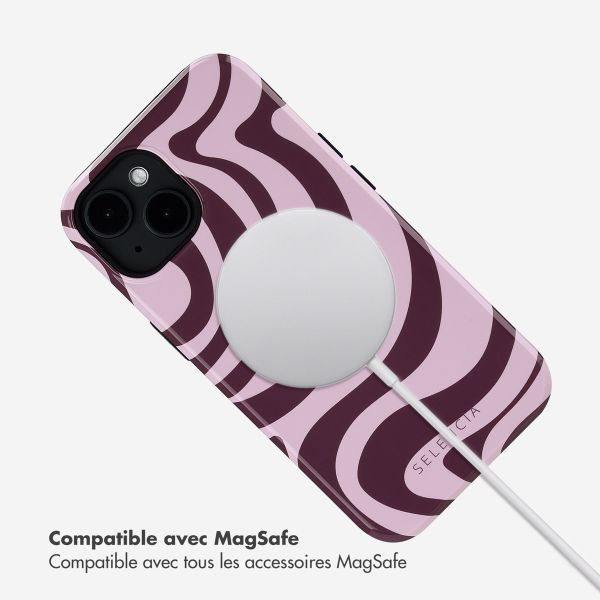 Selencia Coque arrière Vivid avec MagSafe Apple iPhone 14 - Wavy Swirl Pink Plum