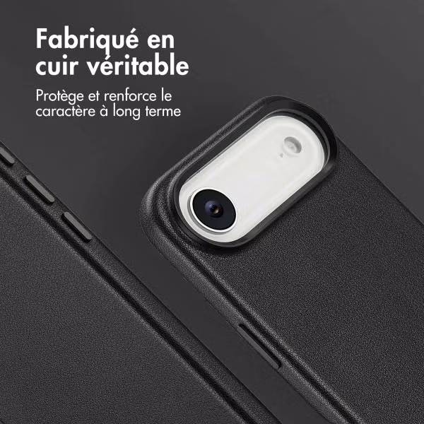 Accezz Coque arrière en cuir avec MagSafe Apple iPhone Air - Onyx Black