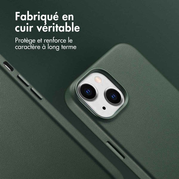 Accezz Coque arrière en cuir avec MagSafe Apple iPhone 14 - Cedar Green