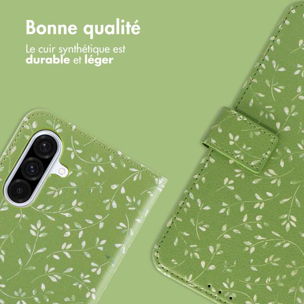 imoshion Étui de téléphone portefeuille Design Samsung Galaxy A26 - Green Flowers