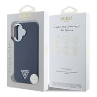 Guess Coque Grained Triangle MagSafe Apple iPhone 16 - Blue