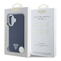 Guess Coque Grained Triangle MagSafe iPhone 16 - Blue