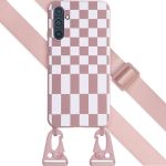 Selencia ﻿Coque design en silicone avec cordon amovible Samsung Galaxy A34 (5G) - Irregular Check Sand Pink