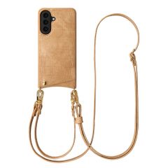 Selencia Coque de télephone Nova Croco avec cordon et porte-cartes Samsung Galaxy A57 (5G) - Toasted Almond