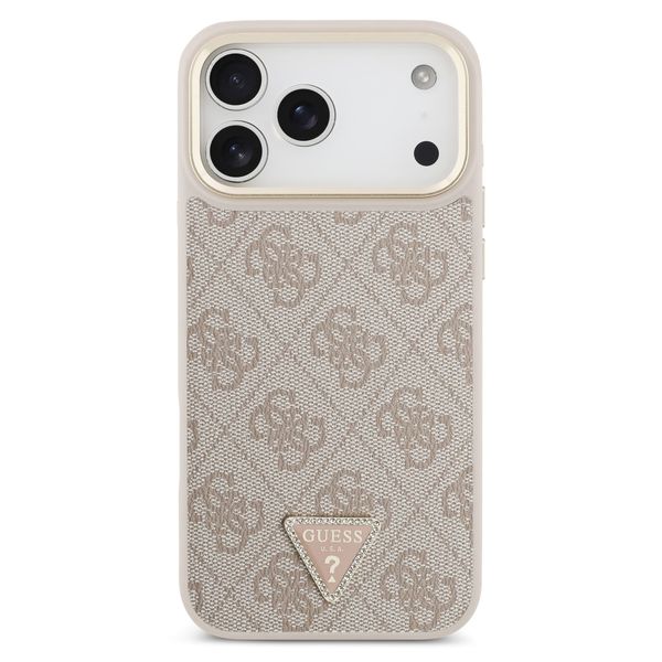 Guess Coque arrière en cuir avec logo Triangle classique et MagSafe Apple iPhone 17 Pro - Rose