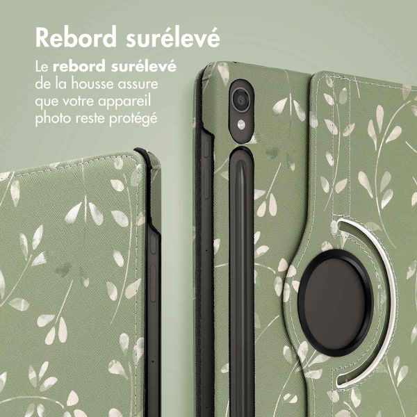 imoshion Coque tablette Design rotatif à 360° Samsung Galaxy Tab S9 11.0 pouces - Green Flowers