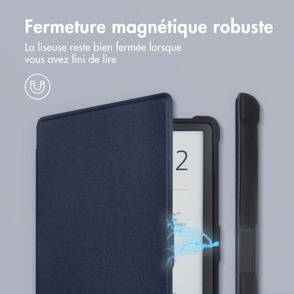 imoshion Étui de liseuse portefeuille Slim Soft Pocketbook Touch Lux 5 / HD 3 / Basic Lux 4 / Vivlio Lux 5 - Bleu foncé