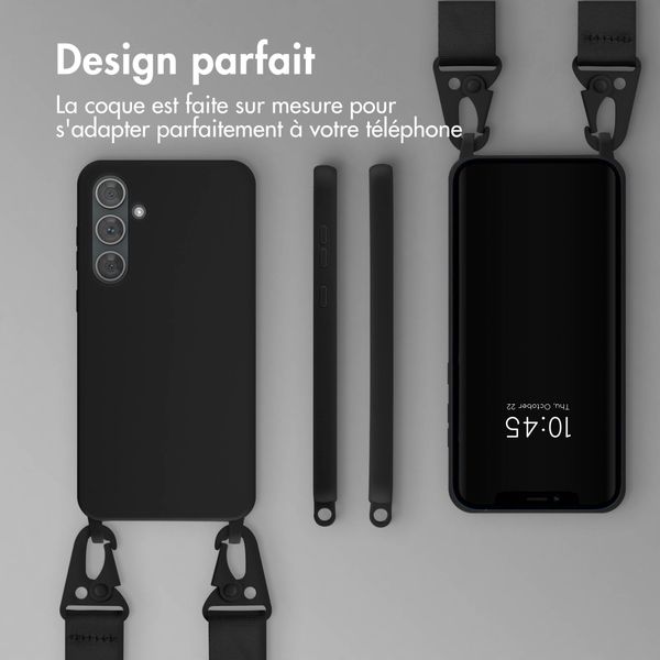 Selencia Coque silicone avec cordon amovible Samsung Galaxy A35 - Noir