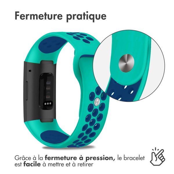 imoshion Bracelet sportif en silicone Fitbit Charge 3  /  4 - Turquoise  /  Bleu