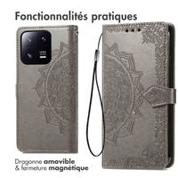 imoshion Etui de téléphone portefeuille Mandala Xiaomi 13 Pro - Gris