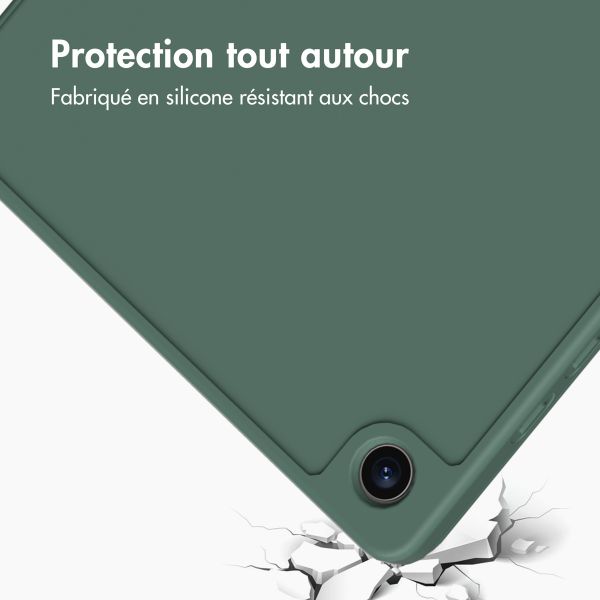 Accezz Coque tablette portefeuille Smart Silicone Samsung Galaxy Tab A9 Plus - Vert foncé