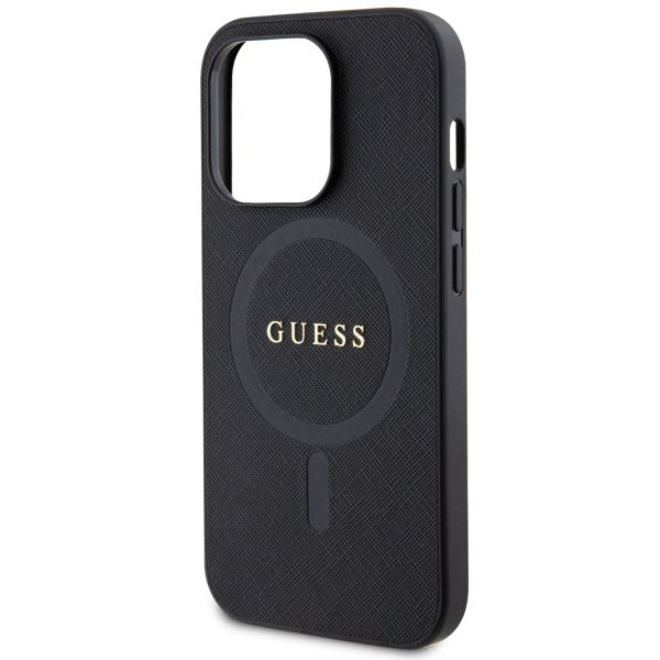 Guess Coque arrière Saffiano MagSafe Apple iPhone 15 Pro Max - Noir