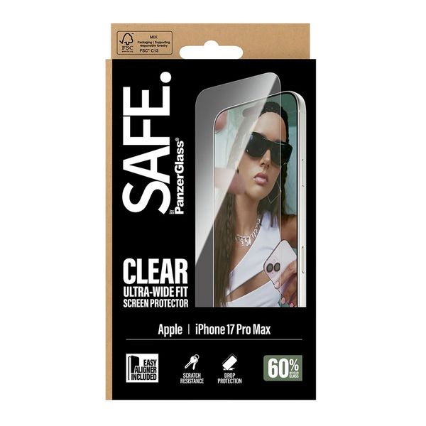 SAFE by PanzerGlass Protector d'écran Gaming Ultra Wide Fit avec applicateur Apple iPhone 17 Pro Max