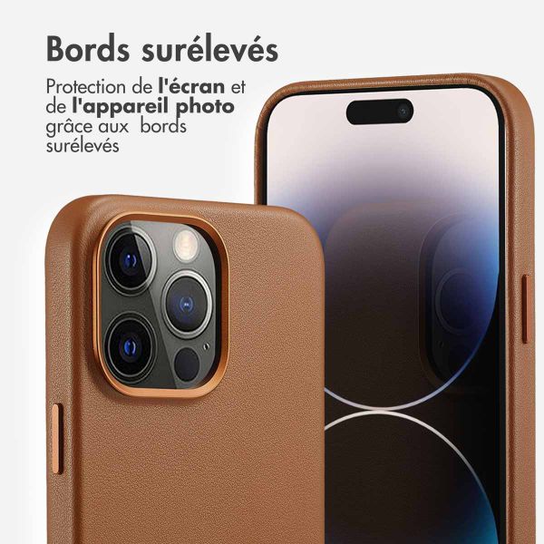 Accezz Coque arrière en cuir avec MagSafe Apple iPhone 14 Pro Max - Sienna Brown