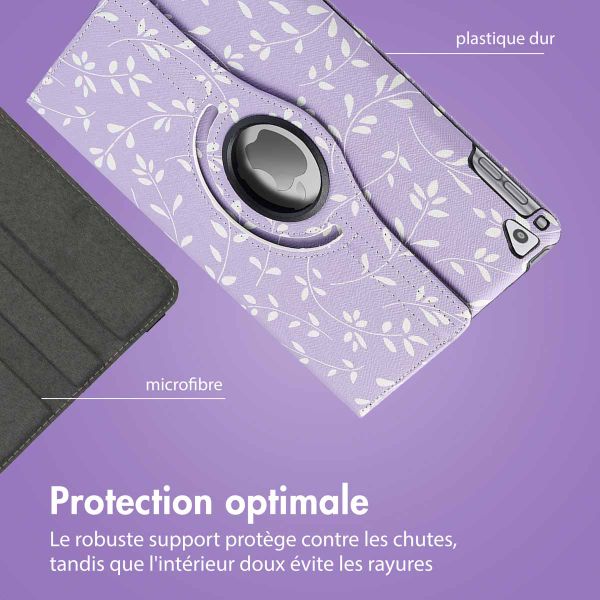 imoshion Coque tablette Design rotatif à 360° Apple iPad 6 (2018) 9.7 pouces / iPad 5 (2017) 9.7 pouces / Air 2 (2014)/Air 1 (2013) - Lavender Flowers