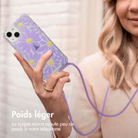 imoshion Coque Design avec cordon Apple iPhone 13 - Tropical Violet Flowers Connect
