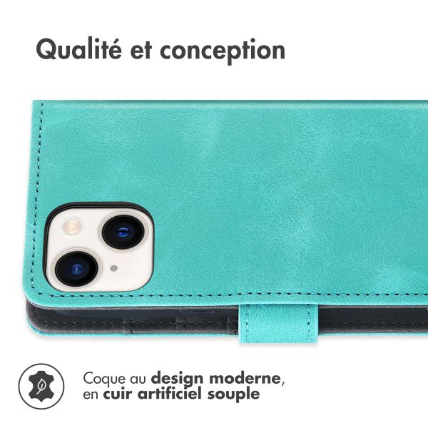 imoshion Etui de téléphone portefeuille avec cordon iPhone 15 - Turquoise