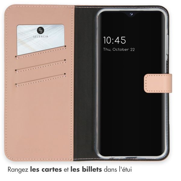 Selencia Étui portefeuille en cuir véritable Samsung Galaxy A25 (5G) - Dusty Pink