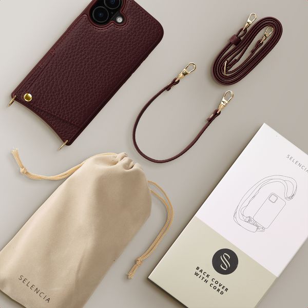 Selencia Coque de télephone Nova avec cordon et porte-cartes Apple iPhone 17 - Bold Burgundy