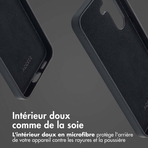 Accezz Coque arrière en cuir avec Magsafe Samsung Galaxy S25 Plus - Onyx Black