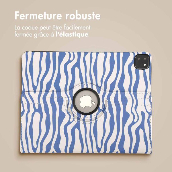 imoshion Coque tablette Design rotatif à 360° Apple iPad Pro 13 (2025) M5 / (2024) M4 - White Blue Stripes